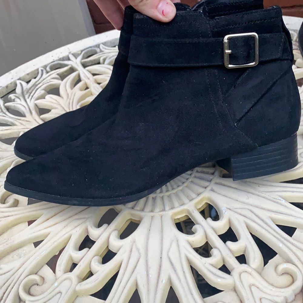 Black faux suede booties sz. 7.5